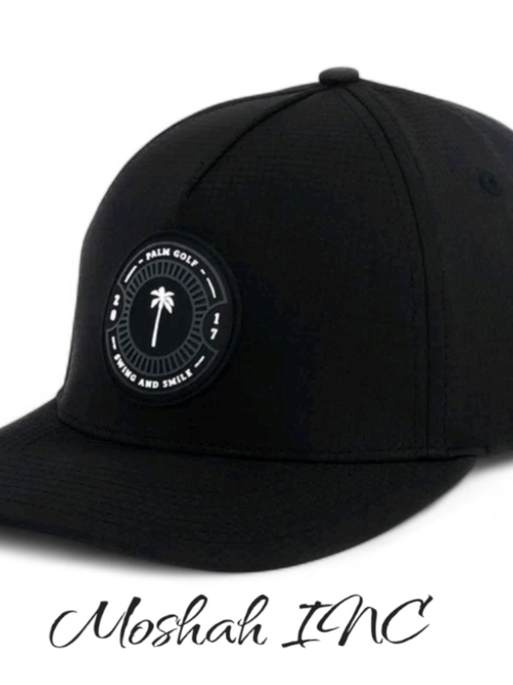 PALM GOLF  performance Swing & Smile Snapback Hat Black one size